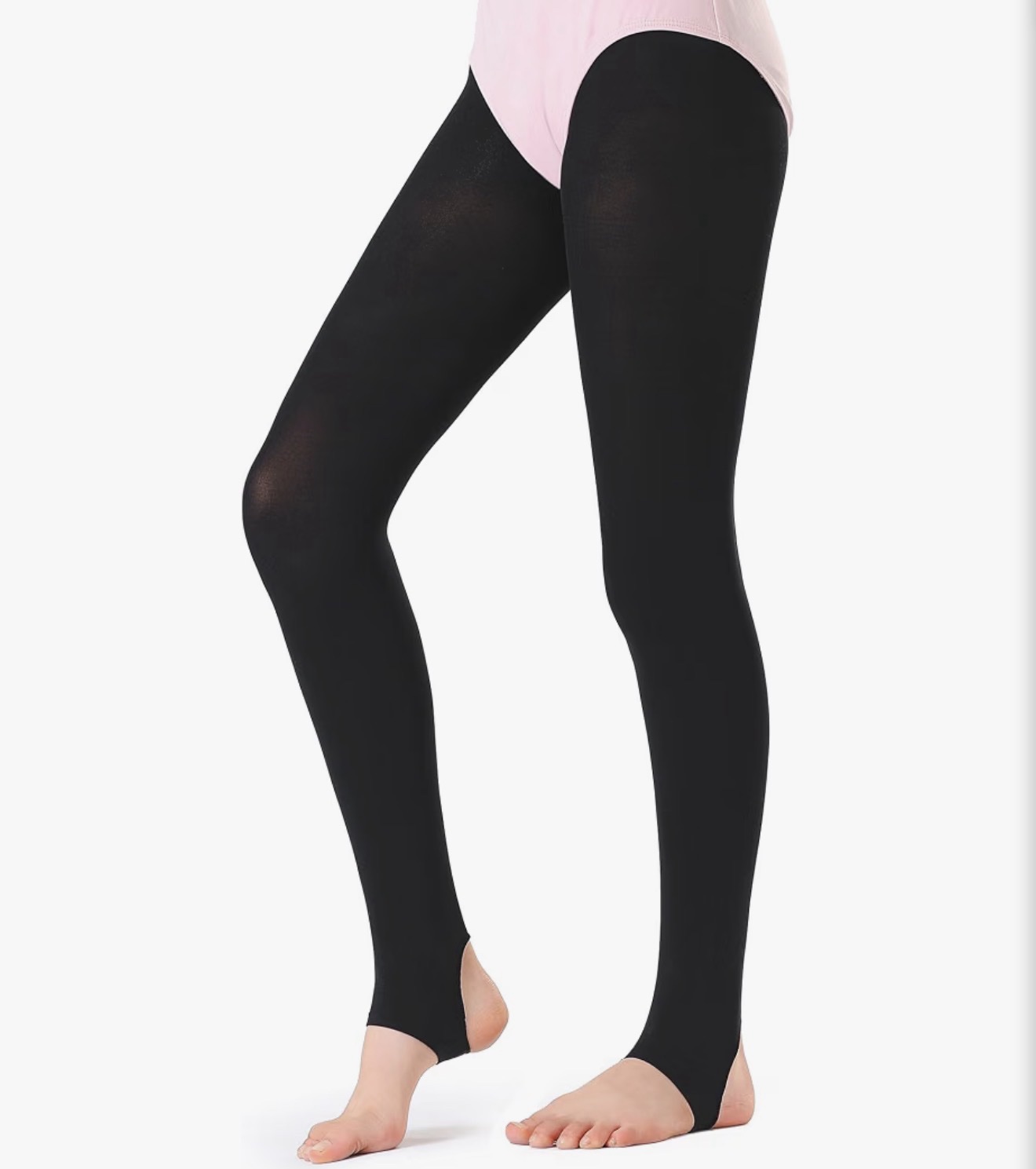 Black rhythmic gymnastics stirrup tights